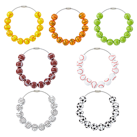 7шт. деревянные подвесные украшения, с 304 фурнитурой из нержавеющей стали, круглые, платина