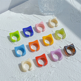 Летние кольца-манжеты из смолы для женщин, прямоугольные