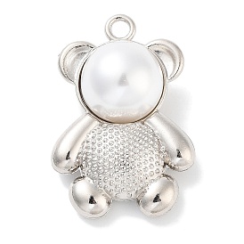 Alloy Rhinestone Pendants, with ASB Imitation Pearl, Bear