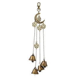 Iron Witch Bells Pendant Decor, Alloy Moon & Star Wind Chimes Home Hanging Decor