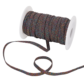 ARRICRAFT Polyester Elastic Cord, with Glitter Powder, Flat