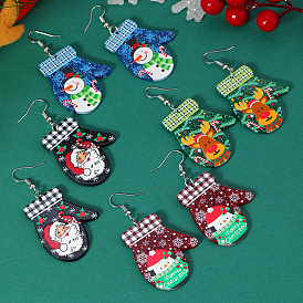 Christmas Gloves Acrylic DIY Dangle Earrings, Platinum