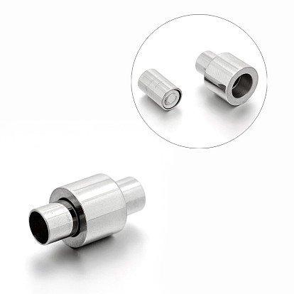 Smooth 304 Stainless Steel Tube Magnetic Clasps with Glue-in Ends