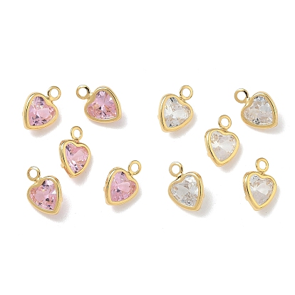 Латунные микро проложить кубического циркония подвески, сердце прелести, без никеля , реальный 18 k позолоченный