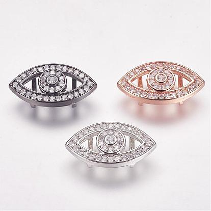 Brass Micro Pave Cubic Zirconia Slide Charms, Eye