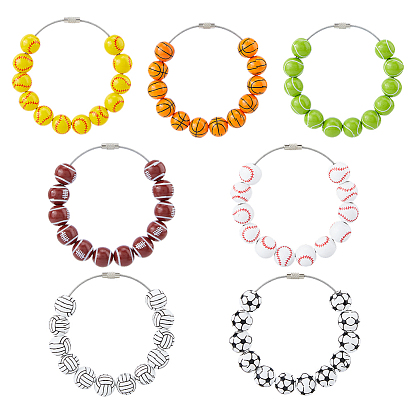 7шт. деревянные подвесные украшения, с 304 фурнитурой из нержавеющей стали, круглые, платина