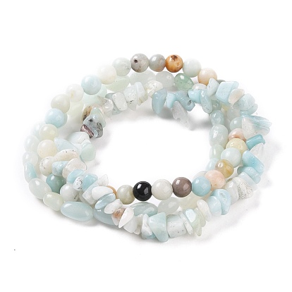 Природных драгоценных камней браслеты простирания, штабелируемые браслеты, круглые и стружки