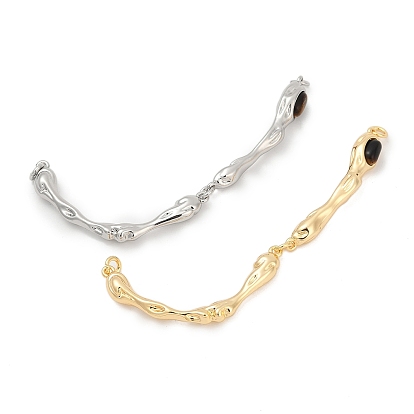 Латунные подвески-соединители с изогнутой планкой и натуральным тигровым глазом