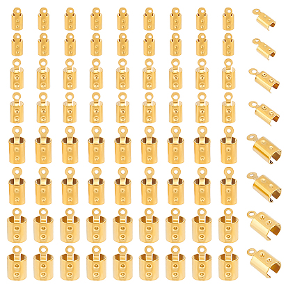 80 шт. 4 размер ионного покрытия (ip) 201 наконечник шнура из нержавеющей стали, Складывающиеся обжимные концы