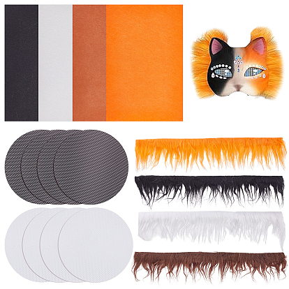 4 шт. 4 цветной войлок нетканый материал, поделки товары для рукоделия, прямоугольные, с 4шт. 4цветами искусственных шерстяных тканей и 8шт. 2цветами пластиковых сетчатых листов