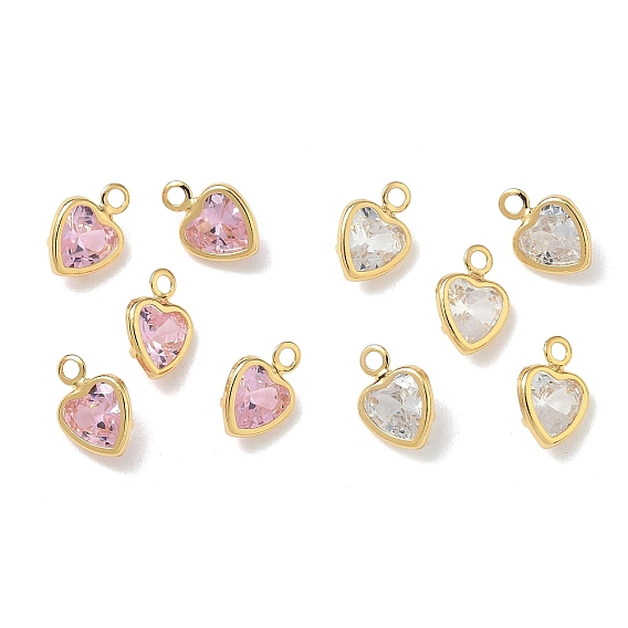 Латунные микро проложить кубического циркония подвески, сердце прелести, без никеля , реальный 18 k позолоченный