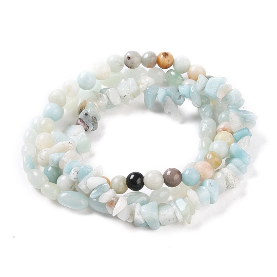 Природных драгоценных камней браслеты простирания, штабелируемые браслеты, круглые и стружки