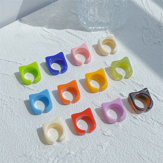 Летние кольца-манжеты из смолы для женщин, прямоугольные