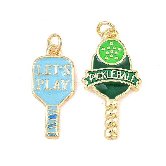 Латунь эмаль подвески, чары пиклбола, реальный 18 k позолоченный