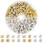 250 Stück 4 Stil Eisen Strass Abstandsperlen, rund & rondelle