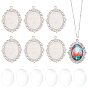 DIY Oval Pendant Making Kit, Inclduing 304 Stainless Steel Pendant Cabochon Settings, Oval Glass Cabochons
