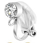 304 Stainless Steel Clip-on Earring Findings with Cubic Zirconia, with Loops