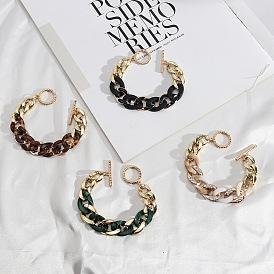 Chic Resin Candy Color Chain Bracelet for Women in European Style