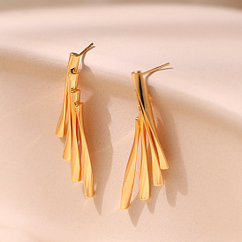 18K Gold Plated Tassel Earrings - Exquisite Design, S925 Silver Needle, Unique Fashion Accessory.