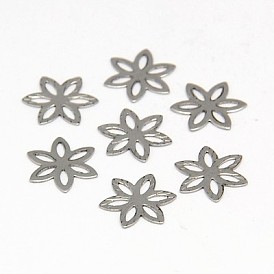304 Stainless Steel Links Connectors, Flower, 8x8x0.5mm, 500pcs/bag