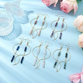 Серьги-подвески из натурального камня в форме столба, с 304 крючками для сережек из нержавеющей стали для женщин