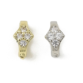 Латунное микропейв, прозрачный кубический цирконий, складные застежки, без кадмия, без никеля и без свинца, ромб