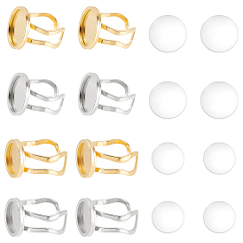 Набор для самостоятельного изготовления плоского круглого куполообразного кольца-манжеты, включая 304 кольцевые компоненты из нержавеющей стали, Кабошоны из стекла