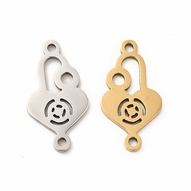 201 Stainless Steel Connector Charms, Heart Shaped Lock Links