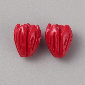 Непрозрачные бусины-розы из смолы, с синтетической оболочкой