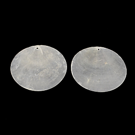 Flat Round Capiz Shell Big Pendants, 60x1mm, Hole: 2mm