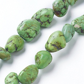 Natural Magnesite Beads Strands, Tumbled Stone, Dyed & Heated, Nuggets