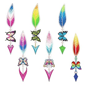 DIY Feather & Arrowhead & Butterfly Bookmark Diamond Painting Kits, Including Crystal Pendant, Resin Rhinestones, Pen, Tray & Glue Clay