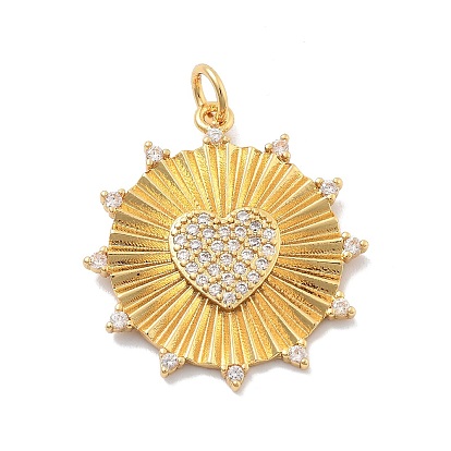 Латунные микро проложить кубического циркония подвески, без кадмия, без никеля и без свинца, цветок с подвесками в виде сердечек, с целью перехода в кольце