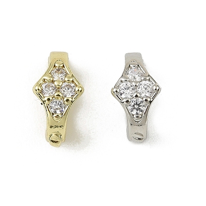 Латунное микропейв, прозрачный кубический цирконий, складные застежки, без кадмия, без никеля и без свинца, ромб