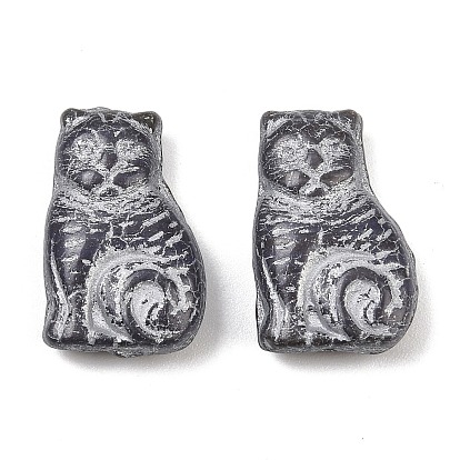 Чешские прессованные стеклянные бусины, кошка