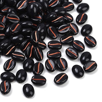 Непрозрачные акриловые бусины, кофейный боб, красный цвет заплетен