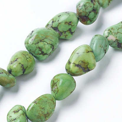 Natural Magnesite Beads Strands, Tumbled Stone, Dyed & Heated, Nuggets