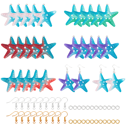 DIY Dangle Earring Making Kits, Including Resin Pendants, Brass Earring Hooks & Jump Rings, Starfish