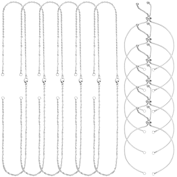 304 нержавеющей стали ювелирных изделий, с 6шт. ожерелья из цепочек и браслетов-слайдеров