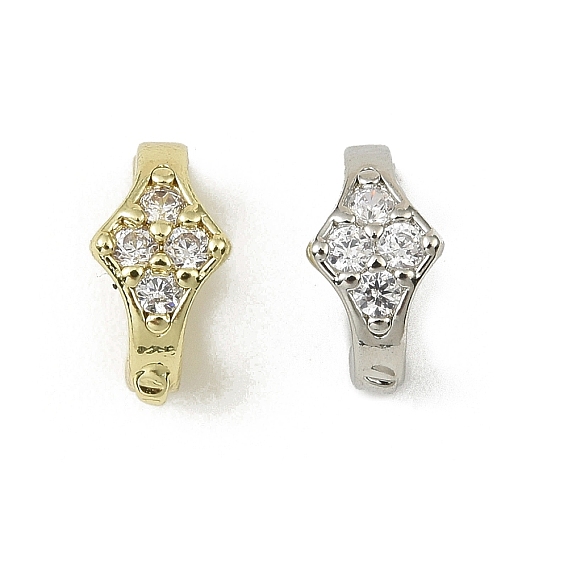 Латунное микропейв, прозрачный кубический цирконий, складные застежки, без кадмия, без никеля и без свинца, ромб