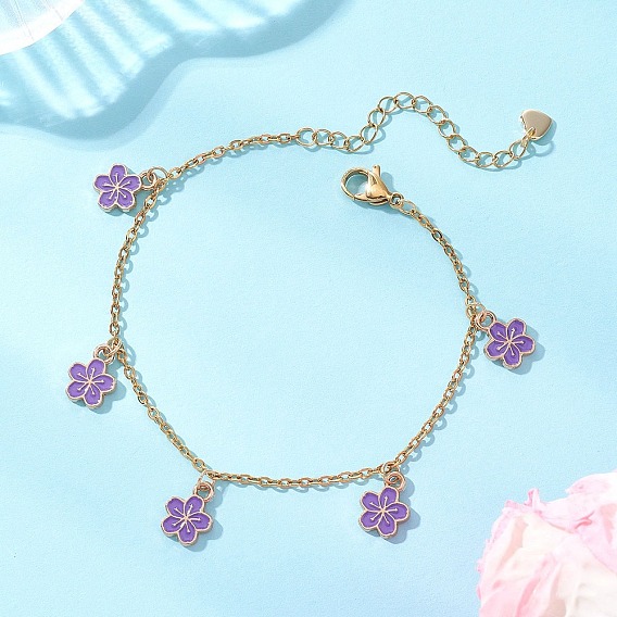 Сплав эмали шарм браслеты, 304 браслеты из нержавеющей стали с цепочками для женщин, золотые