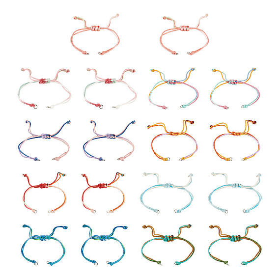 18 pièces 9 couleurs cordon polyester fabrication de bracelets, or