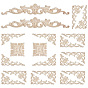 20 pièces 3 styles applique artisanale en bois naturel sculpté, décoration de la maison de meubles onlay non peints, formes mixtes