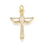 Латунные микропаве прозрачные подвески с фианитом, с оболочкой, подвески крест и крыло, с целью перехода в кольце