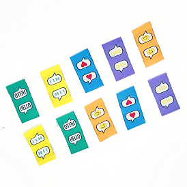Cloth Clothing Labels, for DIY Jeans, Bags, Shoes, Hat Accessories, Rectangle with Word Heart Smiling Face Pattern