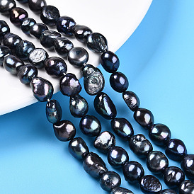 Нити из натурального культивированного пресноводного жемчуга, двух сторон полированной, окрашенные