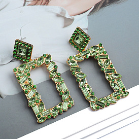 Colorful Geometric Crystal Earrings with Elegant High-end Style