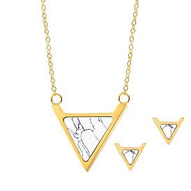 Треугольные серьги-гвоздики из нержавеющей стали с синтетической бирюзой