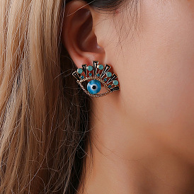 Creative fashion blue eye earrings with rhinestone eyes temperament earrings earrings