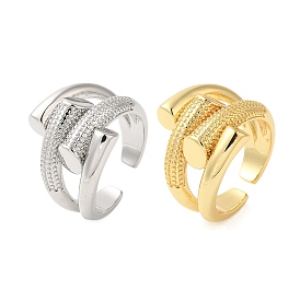 Brass Bypass Open Cuff Rings for Women